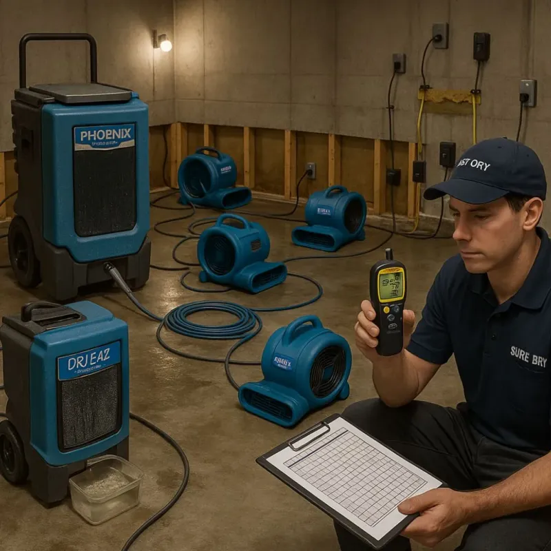 Structural Drying and Dehumidification process in Harrisonville, MO